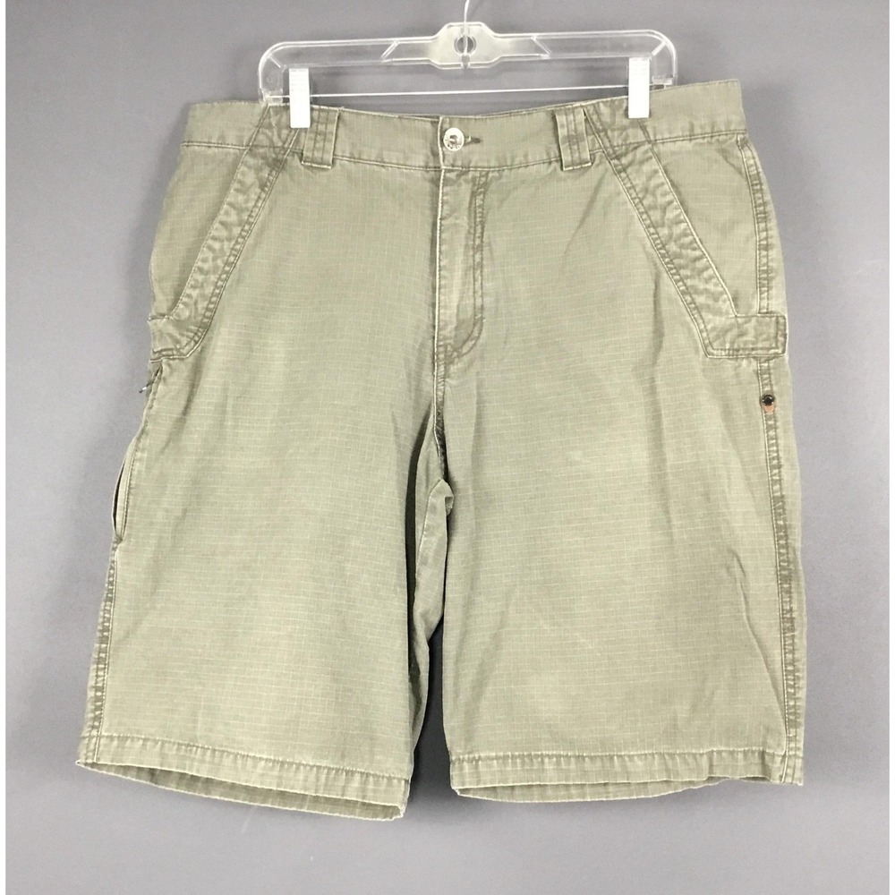Burton Shorts Mens 36 Green Canvas Zip Pocket 12 Inseam Casual Summer Chino
